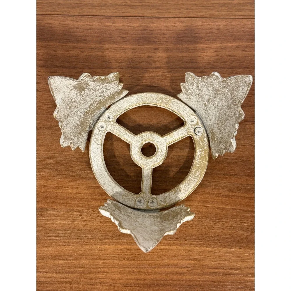 VTG Cast Iron Gold Leaf‎ Candle Pot Holder 4